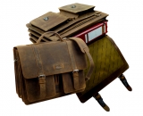 4 t lg. Mappe  / OLD-SCHOOL - (25)-vintage-brown